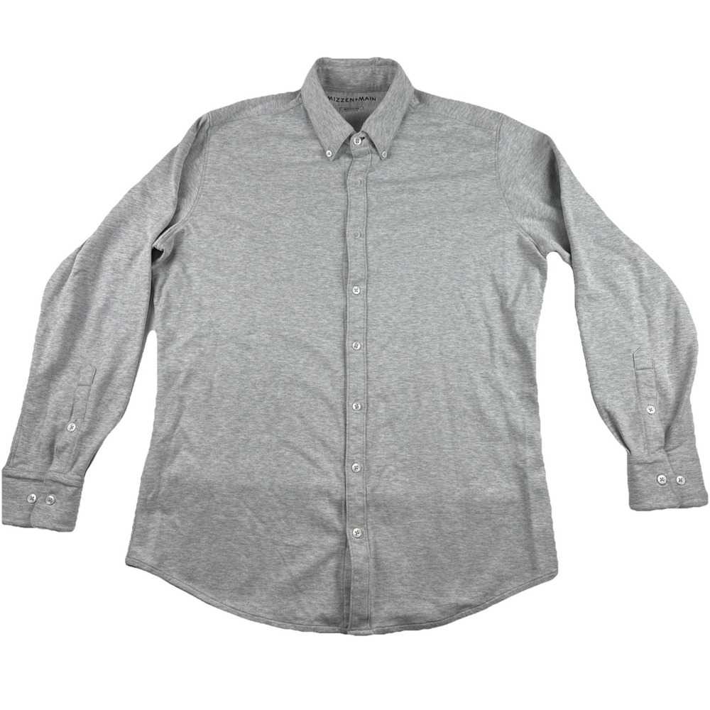 Mizzen and Main Mens Ultra Soft Grey Button Shirt Fits Large, Very Comfortable
